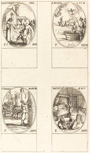 Saint Éleuthère, abbé; Sainte Régine; Saint Jean; La Nativité de la Vierge - Jacques Callot