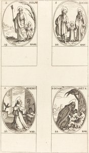 Saint Joseph; Saint Joachim; Saint Benoît, abbé; Sainte Catherine de Suède - Jacques Callot