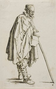 Le Mendiant avec un chauffe-pieds, planche six de Les Mendiants