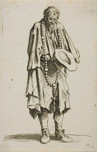 Le mendiant avec un chapelet, planche onze de Les mendiants - Jacques Callot
