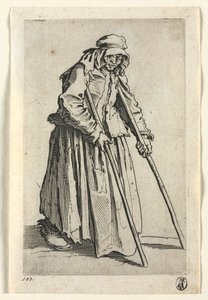 Les mendiants : Mendiante avec des béquilles - Jacques Callot