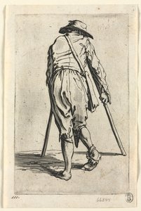 Les Mendiants : Mendiant avec des béquilles, portant un chapeau - Jacques Callot