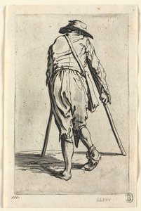 Les mendiants : Mendiant sur des béquilles, portant un chapeau - Jacques Callot