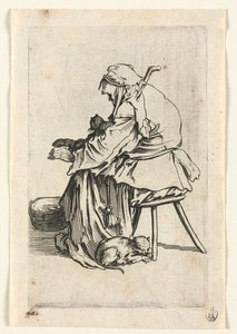 Les Mendiants : Vieille femme et chats