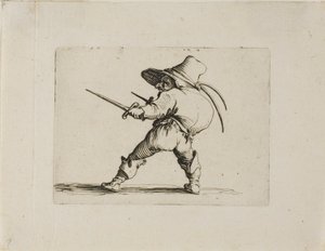 Le duelliste avec une épée et une dague, de Varie Figure Gobbi - Jacques Callot