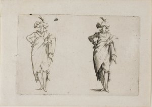 Le gentilhomme vu de face, avec la main droite sur la hanche, des Caprices