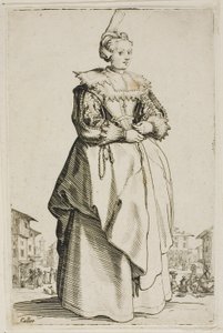 La Dame au petit bonnet relevé, plaque 1 de La Noblesse - Jacques Callot