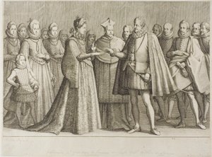 Le mariage de Ferdinand de Médicis et de la duchesse Christine de Lorraine, planche 1 de La vie de Ferdinand de Médicis - Jacques Callot