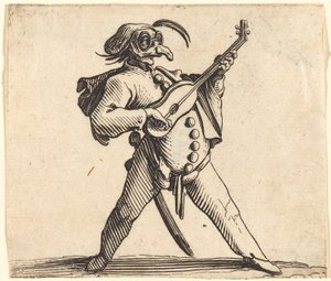 Le Comédien Masqué Jouant de la Guitare