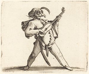 Le Comédien Masqué Jouant de la Guitare - Jacques Callot