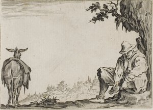 Le Paysan enlevant ses chaussures, des Caprices - Jacques Callot