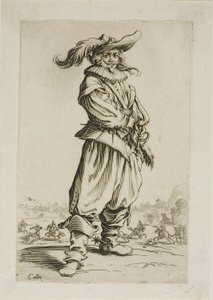Le soldat au chapeau à plumes, planche trois de La Noblesse - Jacques Callot
