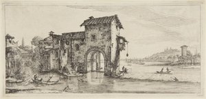 Le moulin à eau, de la série Diverse Vedute Designate in Fiorenza (Divers paysages dessinés à Florence) - Jacques Callot