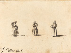 Trois Femmes, Une Tenant un Enfant - Jacques Callot