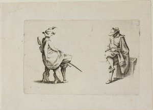 Deux hommes assis, extrait des Caprices - Jacques Callot