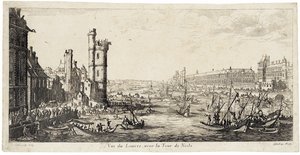 Vue de la Seine sur le Louvre à droite ... (eau-forte) - Jacques Callot