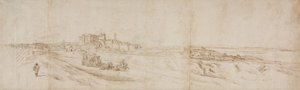 Vue du Castello Bracciano, près de Rome avec carrosse et personnages - Jacques Callot