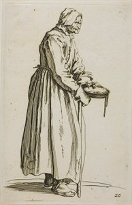 Mendiante Tenant des Aumônes, planche 20 de Les Mendiants - Jacques Callot