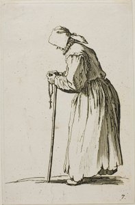 Mendiante avec un Chapelet, planche sept de Les Mendiants - Jacques Callot