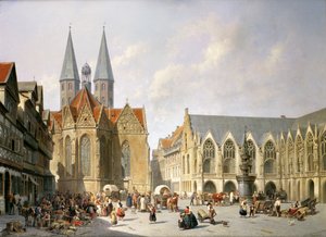 La place du marché de la vieille ville, Brunswick, 1890 - Jacques Carabain