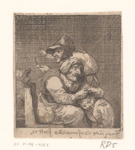 Une vieille femme épouillant un enfant