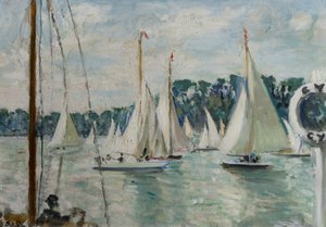 Yachts de course sur la Seine - Jacques Emile Blanche