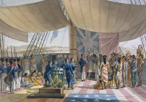 Les Îles Sandwich : Le baptême du Premier Ministre du Roi à bord de l