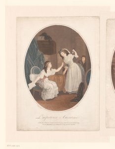 Intérieur avec deux dames élégantes, un garçon dans l