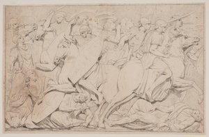 Scène de combat avec des ennemis tombés - Jacques Francois Joseph Saly