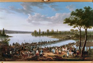Le passage du Danube par Napoléon avant la bataille de Wagram ... (peinture sur toile) - Jacques Francois Joseph Swebach