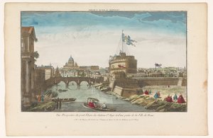 Vue du Château Saint-Ange et du Pont Saint-Ange sur le Tibre à Rome - Jacques Gabriel Huquier