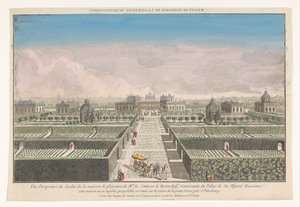 Vue sur le jardin de la maison de campagne de la comtesse de Bestoucheff près de Saint-Pétersbourg - Jacques Gabriel Huquier