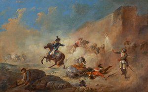 Combat de cavaliers anglais et français - Jacques Gamelin