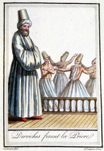 Derviches faisant la prière (Derviches tourneurs) - dans "Encyclopédie des voyages" par Grasset Saint Sauveur, éd. Paris 1796 - Jacques Grasset de Saint Sauveur