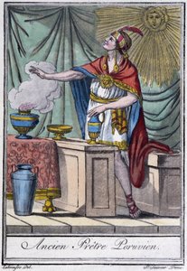 Ancien prêtre péruvien (inca) - dans "Encyclopédie des voyages" par J. Grasset-Saint-Sauveur, Paris - Jacques Grasset de Saint Sauveur
