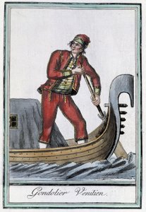 Gondolier à Venise - dans "Encyclopédie des voyages" de Grasset Saint Sauveur, éd. Paris 1796 - Jacques Grasset de Saint Sauveur