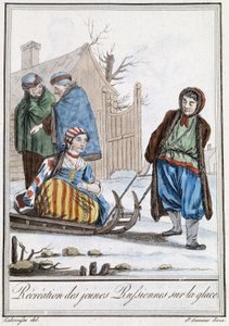 Récréation des jeunes russes sur une luge (Russes) - Jacques Grasset de Saint Sauveur