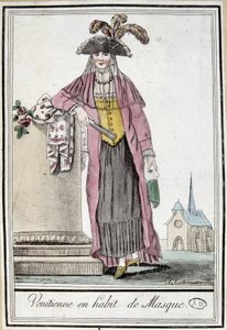 Vénitienne en habit de masque - dans "Encyclopédie des voyages" par Grasset Saint Sauveur, éd. Paris 1796 - Jacques Grasset de Saint Sauveur
