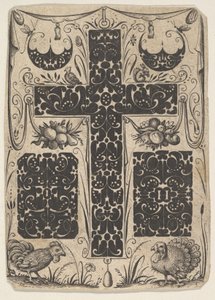 Croix latine avec oiseaux et motifs plus petits - Jacques Hurtu
