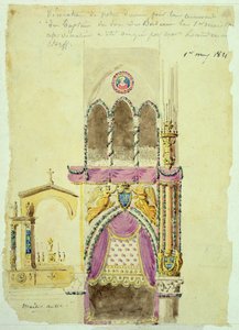 Projet pour la décoration de Notre-Dame pour le baptême du Duc de Bordeaux - Jacques Ignace Hittorff