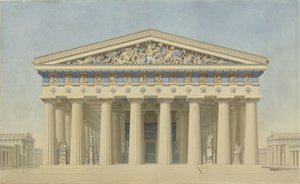Temple T à Sélinonte (Sicile), élévation restituée de la façade principale