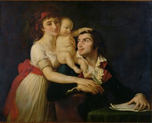 Camille Desmoulins (1760-94), sa femme Lucile (1771-94) et leur fils Horace-Camille (1792-1825) c.1792 - Jacques Louis (workshop of) David