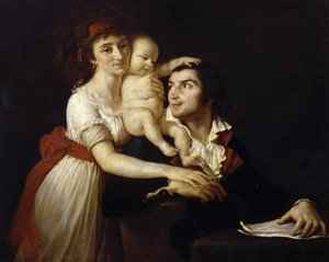 Camille Desmoulins avec sa femme Lucile et leur enfant - Jacques Louis David