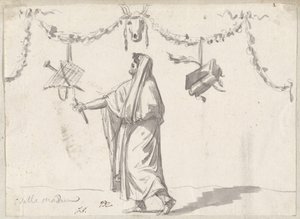 Ornement avec un homme barbu en habit ancien - Jacques Louis David