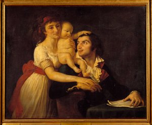 Portrait de Camille Desmoulins (1760-1794), de sa femme Lucile (1771-1794) et de leur fils Horace Camille (1792-1825) - Jacques Louis David