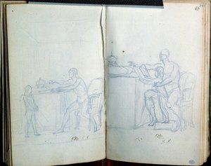 Étude pour le portrait de Louis XVI et le dauphin. Dessin de Jacques Louis David (1748-1825) - Jacques Louis David