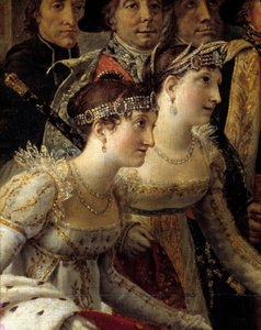 Le Sacre de Napoléon. Détail représentant Madame de la Rochefoucault et Madame Lavalette lors du Sacre de l