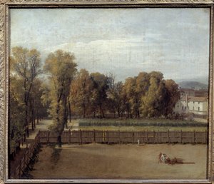 Vue du Jardin du Luxembourg à Paris Peinture par Louis David (1748-1825). 1794. Dim. 0,55 x 0,65 - Jacques Louis David