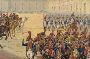Première revue de la garde consulaire sur le terrain de parade au Palais des Tuileries - Jacques Marie Gaston Onfray de Breville (Job)