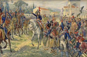 Napoléon Bonaparte à son arrivée dans la ville occupée de Nice - Jacques Marie Gaston Onfray de Breville (Job)